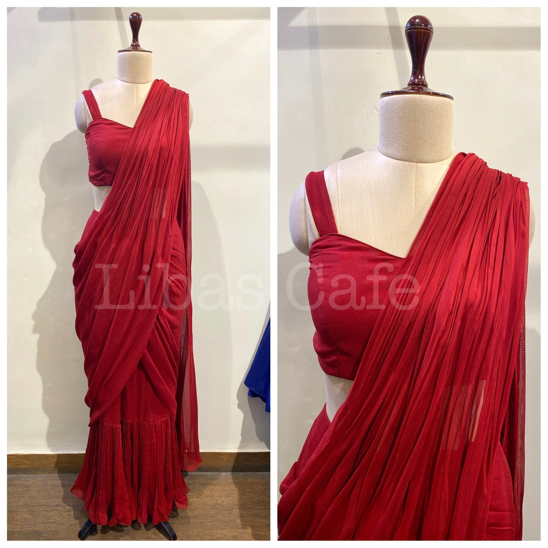Dark Red Ready To Wear Saree